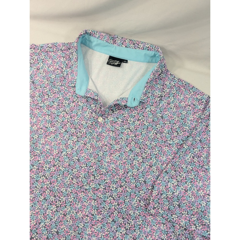 Sunday Swagger Polo Shirt Men's Size 4XL Micro Floral Stretch Performance Golf